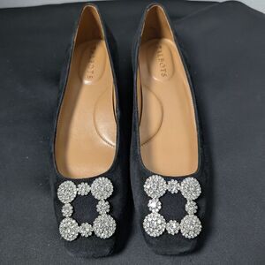 Talbots Jewel Square Toe Suede Leather Flats Sutton Embellished